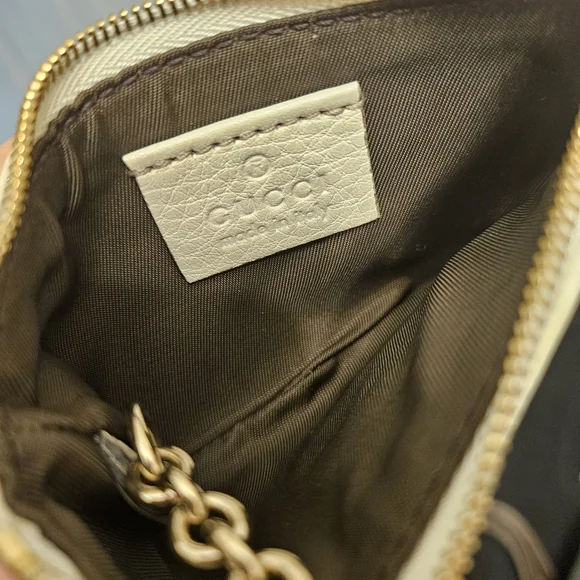 Gucci Soho Leather Tassel Key Pouch Cream GG Logo Authentic - Picture 6 of 11